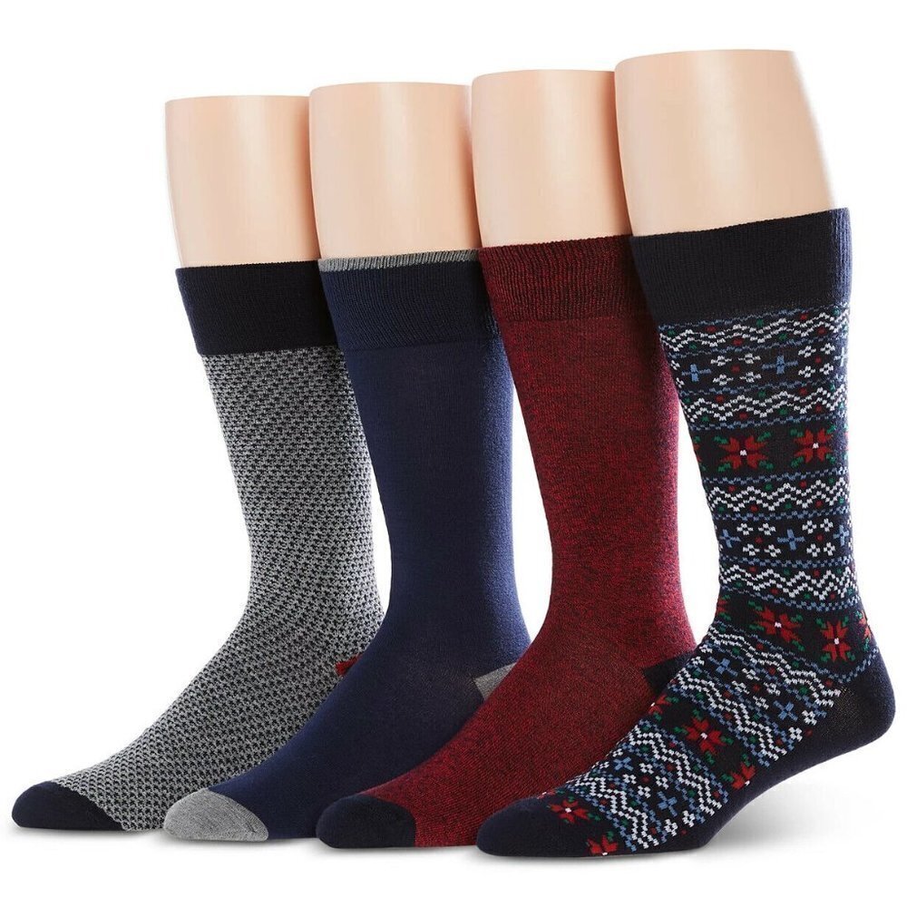 S14 Perry Ellis Multi Color Men's 4-Pk Fair Isle Socks - OS